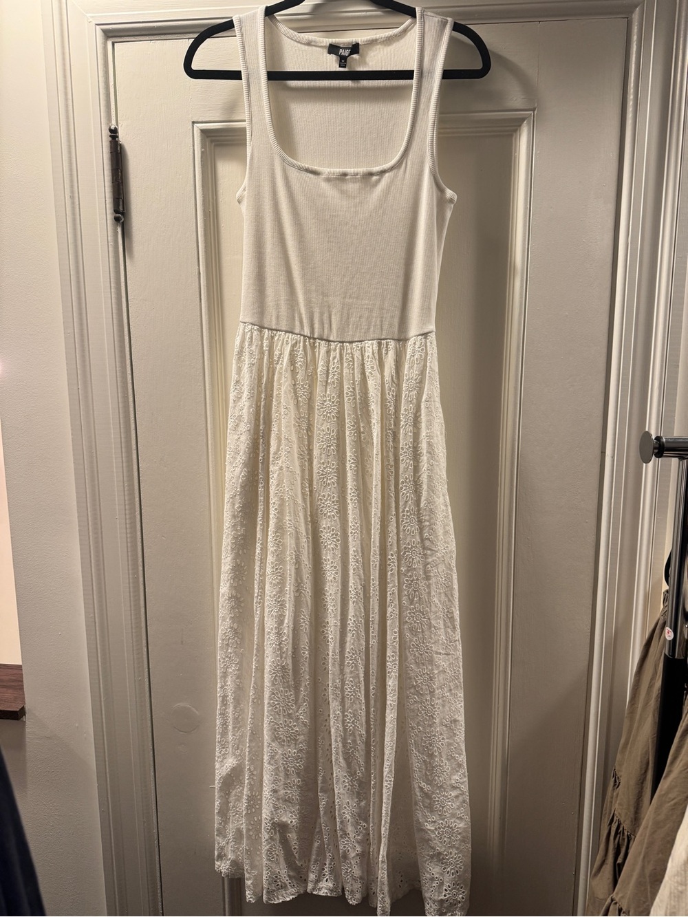PAIGE White Sleeveless Lace Maxi Dress